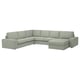 Canapé sectionnel KIVIK gris clair avec accoudoirs amovibles, coussins profonds et un design moderne.