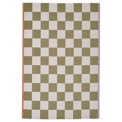 KLASSRUM Tapis tissé à plat, blanc/vert, 133x195 cm