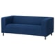 KLIPPAN : canapé bleu marine, design moderne, trois coussins, denim et coton recyclés.
