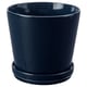 Option : Jardinière KLOTLÖNN bleu marine avec soucoupe, en grès, intérieure/extérieure.