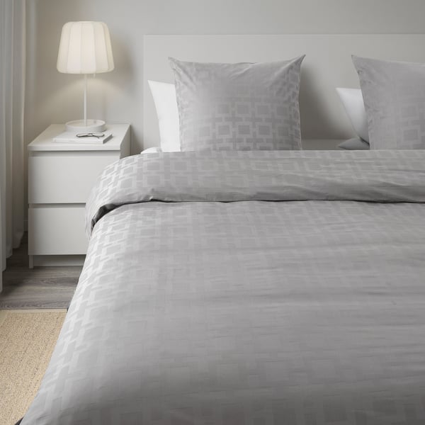 Knolruta Housse De Couette Et 2 Taies Gris 260x240 65x65 Cm Ikea