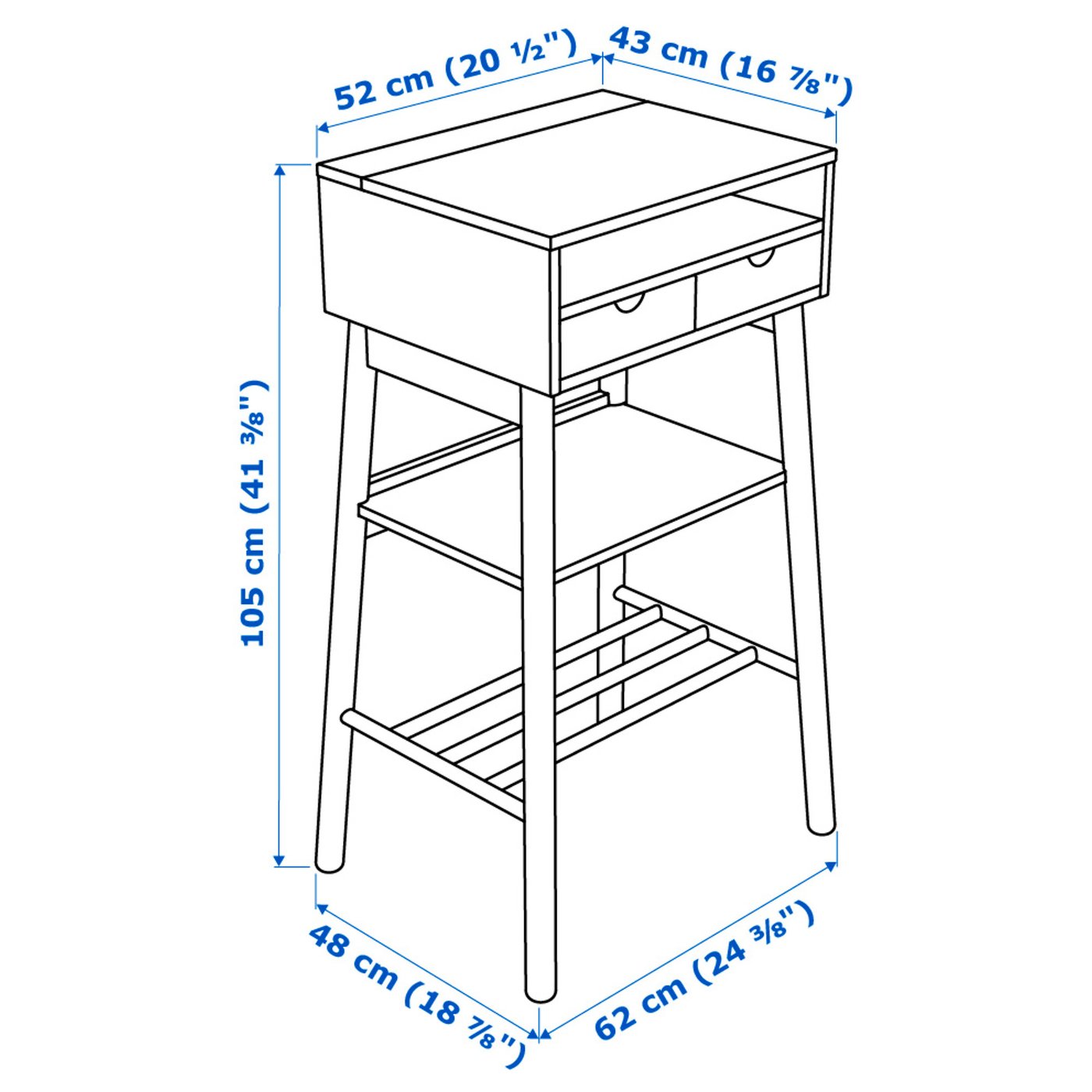 Knotten Bureau Debout Blanc Bouleau Ikea