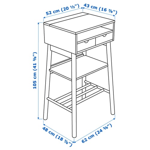 Knotten Bureau Debout Blanc Bouleau Ikea