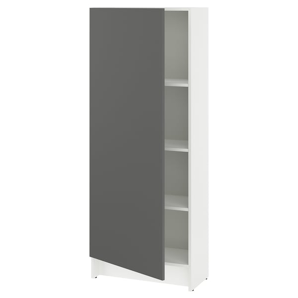 KNOXHULT grande armoire blanche grise avec trois étagères. Design moderne, surface résistante aux rayures, étagères réglables.