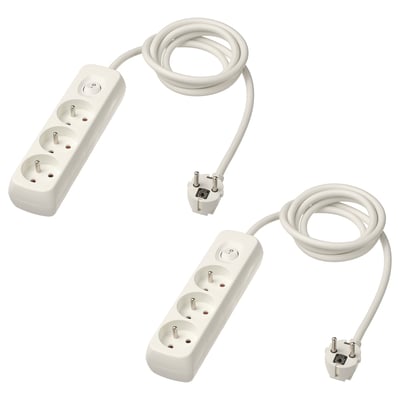 KOPPLA Bloc multiprise, 3 prises + inter, relié à la terre/blanc, 1.5 m