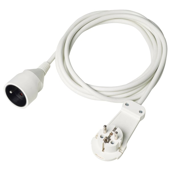 RALLONGE KOPPLA blanche, prise plate, pvc, 3m.