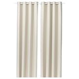 Rideaux KORGMOTT beiges avec œillets, design simple, tissu dense pour bloc de lumière.