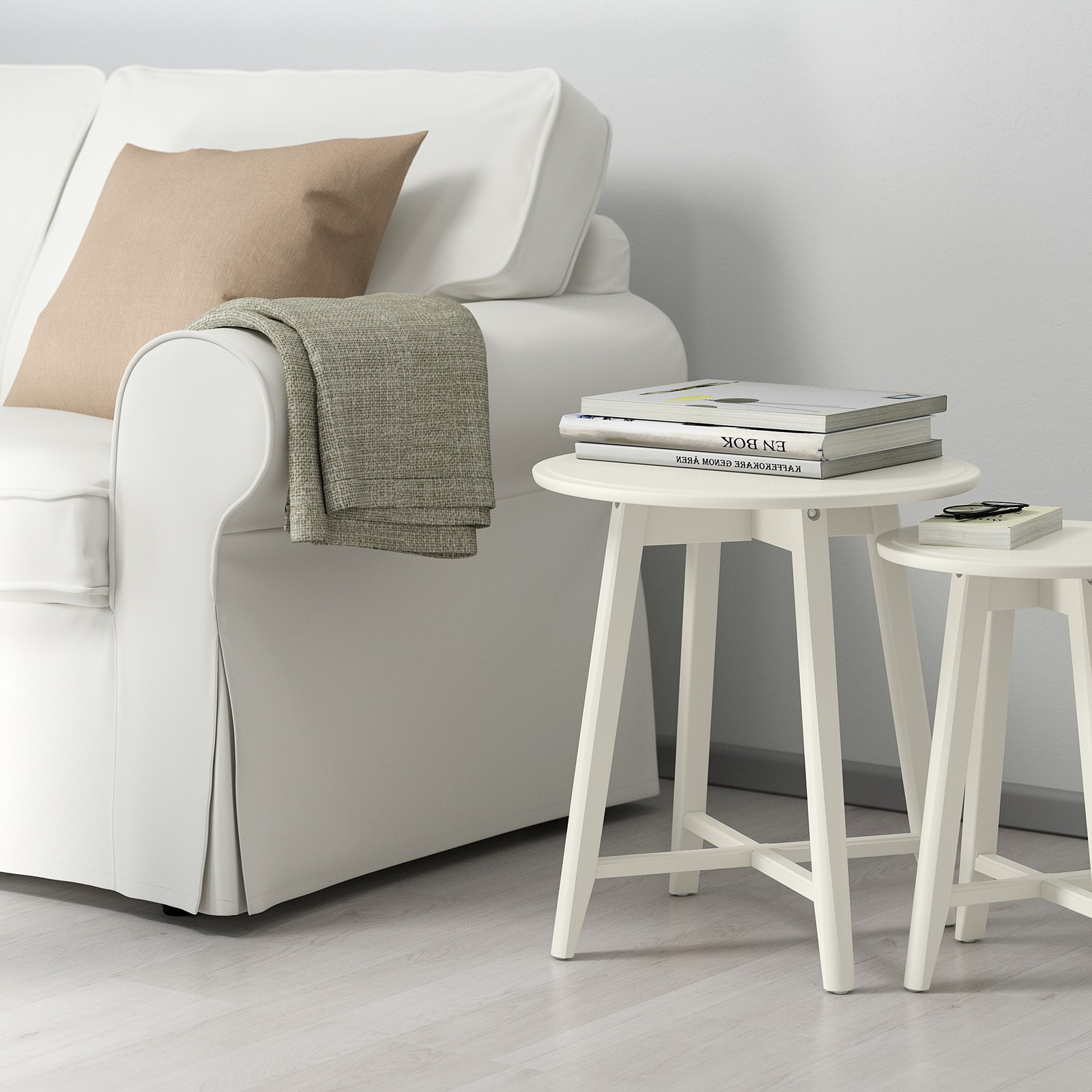 KRAGSTA Tables gigognes, lot de 2, blanc, matériau durable IKEA