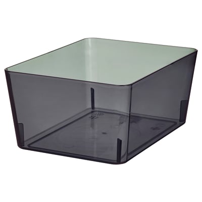 Boîte KUGGIS, gris fumé, plastique, carrée, design incliné.