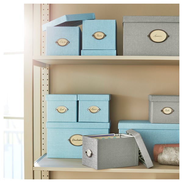 KVARNVIK Boîte de rangement avec couvercle, gris, 18x25x15 cm IKEA