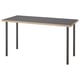 Bureau LAGKAPTEN, plateau gris, pieds noirs, rectangulaire, design minimaliste.