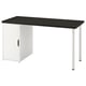 Bureau LAGKAPTEN - plateau noir, armoire blanche, design minimaliste.
