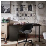 LAGKAPTEN / ALEX Bureau, brun noir/noir, 140x60 cm