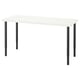 Bureau blanc LAGKAPTEN : plateau rectangulaire, quatre pieds noirs réglables, design minimaliste.