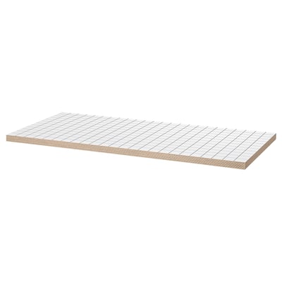LAGKAPTEN, plateau de table blanc, motif carré, panneau de fibres, plat, trous pré-percés.