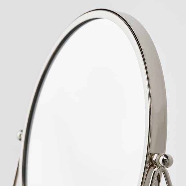 Miroir tournant avec cadre chromé élégant, un côté agrandi, qualité supérieure.