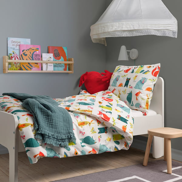 LATTJO Housse couette + taie, animal, multicolore, 150x200/65x65 cm - IKEA