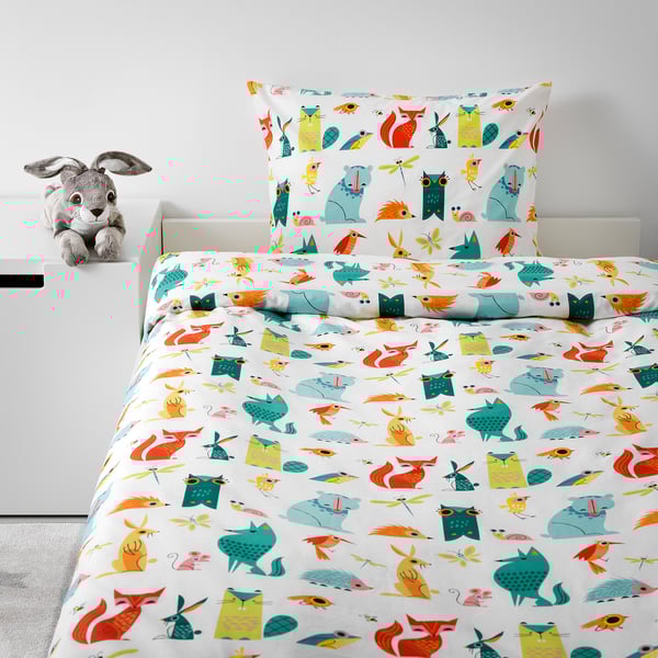 Lattjo Housse De Couette Et Taie Animal Multicolore 150x200 65x65 Cm Ikea