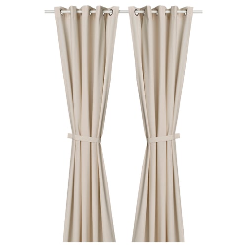 LENDA Rideaux+embrasses, 2 pcs - blanc cassé/avec oeillets 140x250 cm
