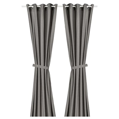 Rideaux LENDA gris, gris foncé, coton, embrasses, œillets.