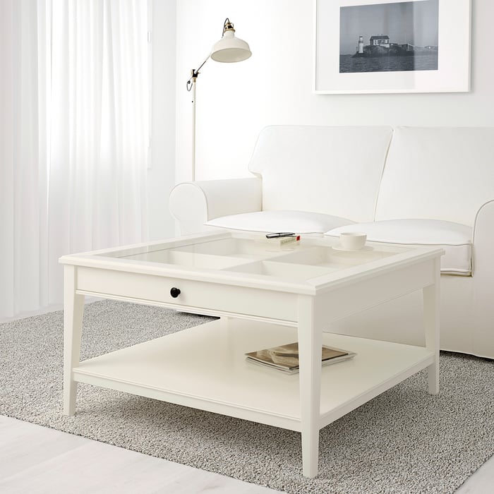 LIATORP Table basse, blanc, verre, 93x93 cm IKEA