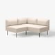 Canapé LILLEHEM moderne beige en forme de L, avec des lignes épurées et des pieds métalliques.