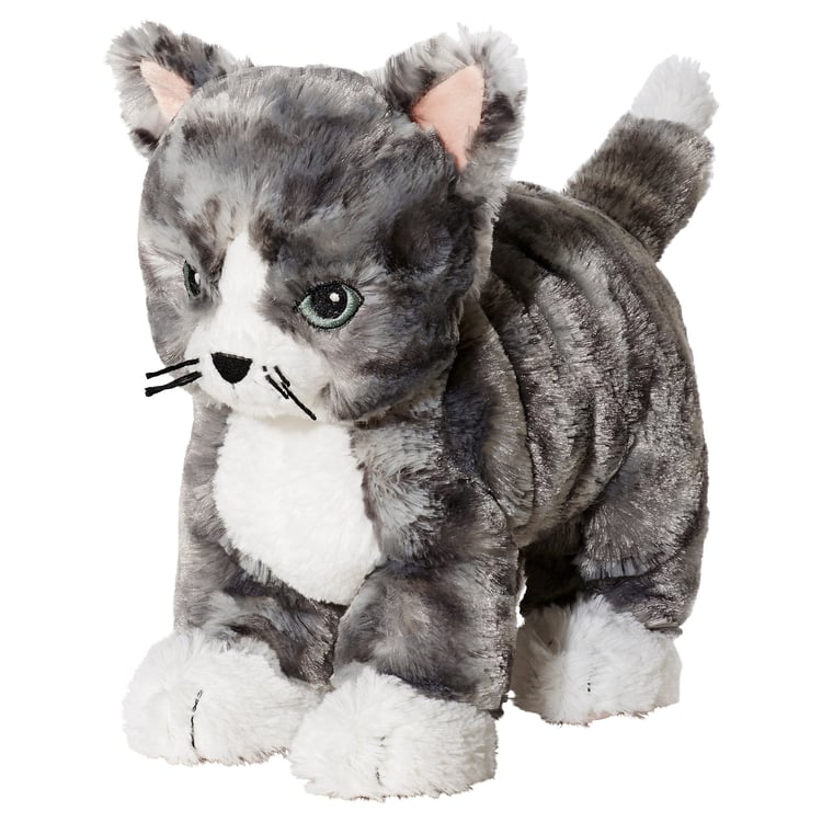 LILLEPLUTT peluche, chat gris/blanc IKEA