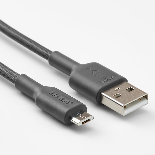 LILLHULT USB-A vers USB-micro, gris foncé, 1.5 m - IKEA