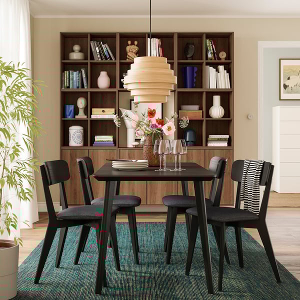 LISABO / LISABO Table et 4 chaises, noir/Tallmyra noir/gris, 140x78 cm