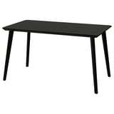 LISABO : table à manger rectangulaire noire avec pieds en bois, moderne et durable.