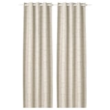 Rideaux LÖNNSTÄVMAL, beige, tissu jacquard, doublure occultante, rectangulaire, avec œillets.