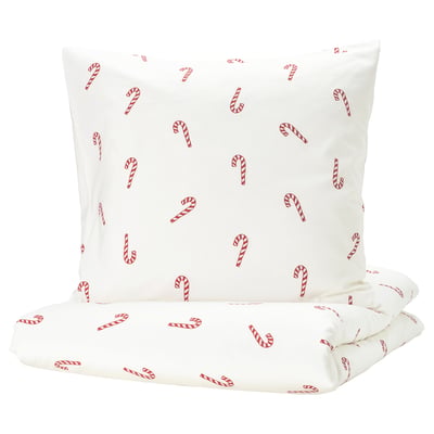 LÖVSÅNGARE Housse de couette et 1 taie, motif sucre d'orge, 150x200/65x65 cm
