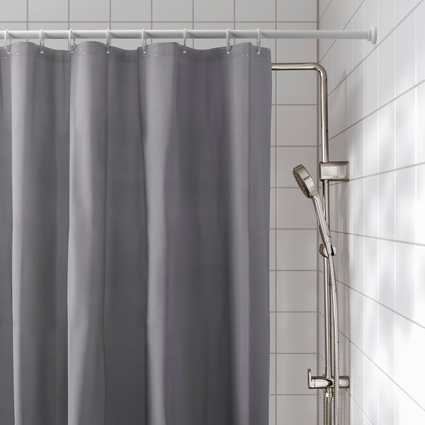 LUDDHAGTORN Rideau de douche, gris, 180x200 cm