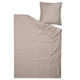 Couette et oreiller LUKTJASMIN gris-beige, lisse, rectangulaire, texture satinée, fermeture enveloppe.