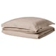 LUKTJASMINe parure de couette, beige-gris, lisse, rectangulaire, boutonnée, coton-lyocell.