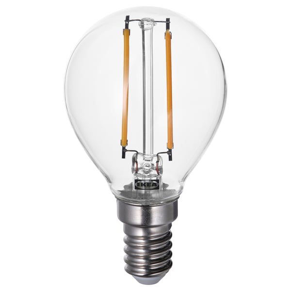 LUNNOM Ampoule LED E14 150 lumen, globe transparent, 45 mm - IKEA