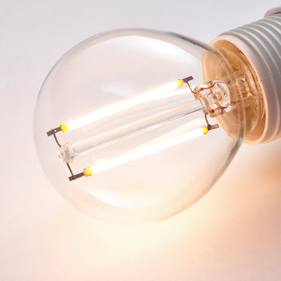 LUNNOM ampoule LED E14 150 lumen, globe transparent, 45 mm IKEA