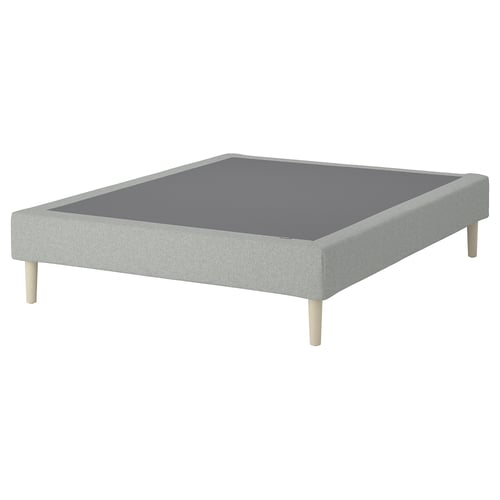 LYNGÖR Sommier à ressorts, pieds inclus/Tibbleby beige/gris, 160x200 cm