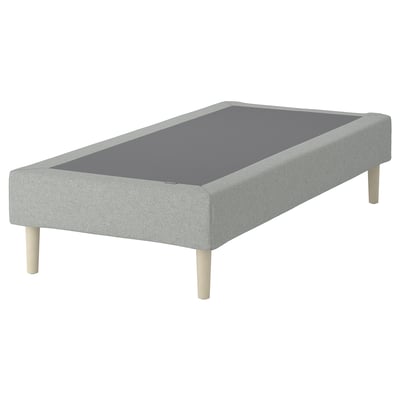 LYNGÖR Sommier à ressorts, pieds inclus/Tibbleby beige/gris, 90x200 cm