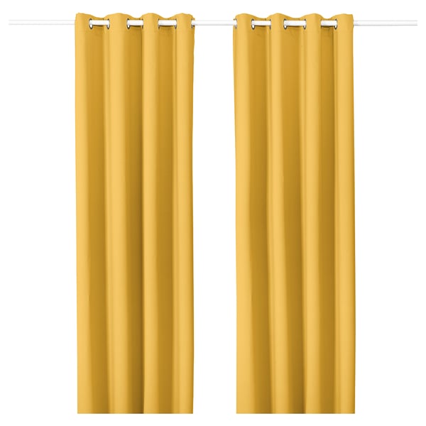 Majgull Rideaux Occultant 2 Pieces Avec Oeillets Jaune Jaune Ikea