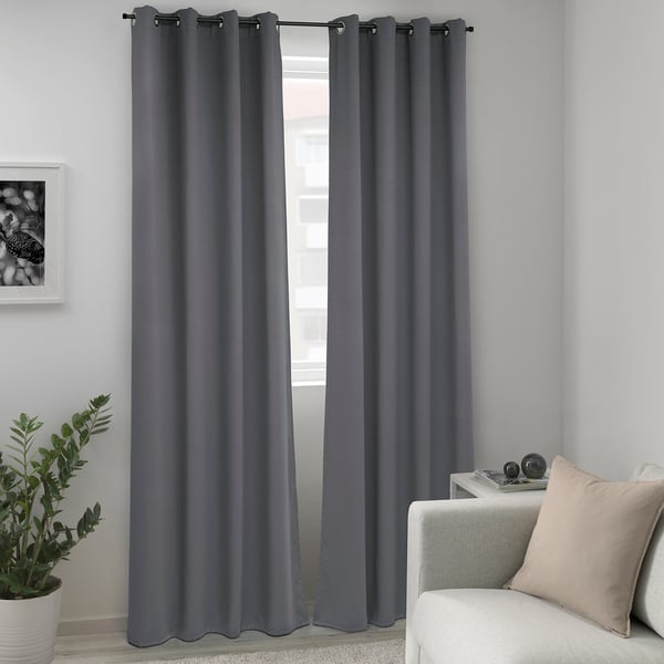 Majgull Rideaux Occultant 2 Pieces Avec Oeillets Gris Gris Ikea