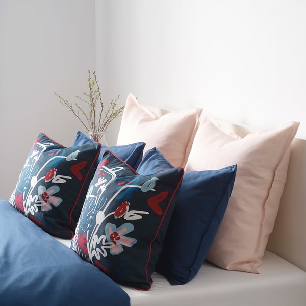 malarborste housse de coussin bleu fonce multicolore ikea