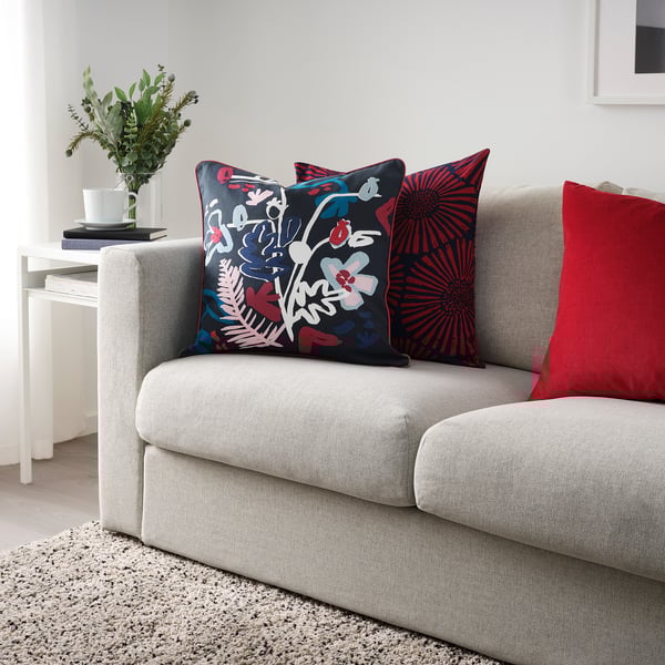 malarborste housse de coussin bleu fonce multicolore ikea
