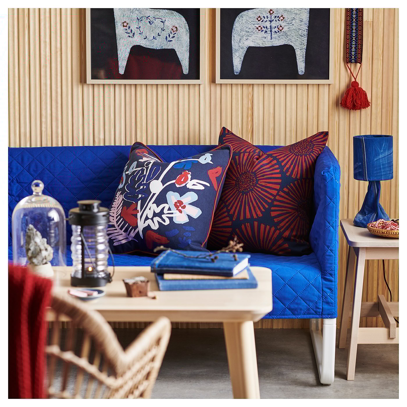 malarborste housse de coussin bleu fonce multicolore ikea