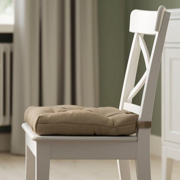MALINDA Coussin de chaise, beige, 40/35x38x7 cm