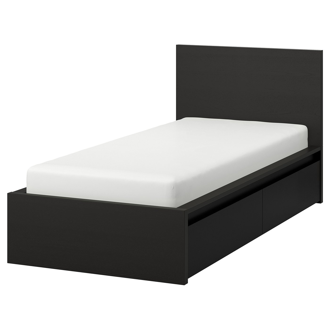 MALM Cadre de lit, haut, 2 rangements, brun noir, 90x200 cm IKEA
