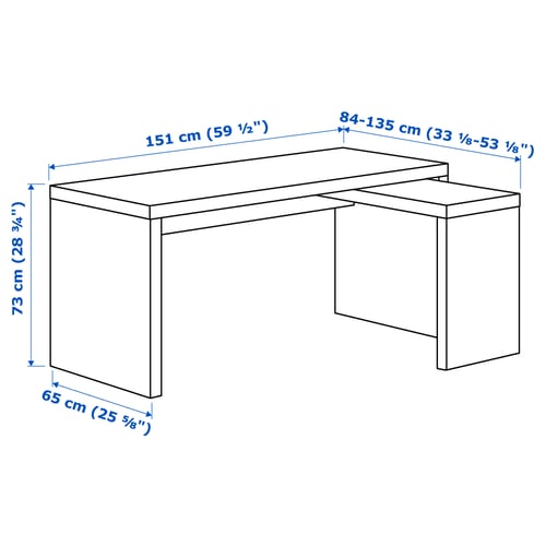 Malm Bureau Avec Tablette Coulissante Plaque Chene Blanchi 151x65 Cm Ikea