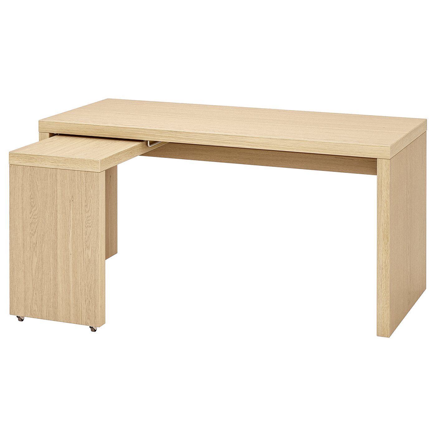 Malm Bureau Avec Tablette Coulissante Plaque Chene Blanchi 151x65 Cm Ikea