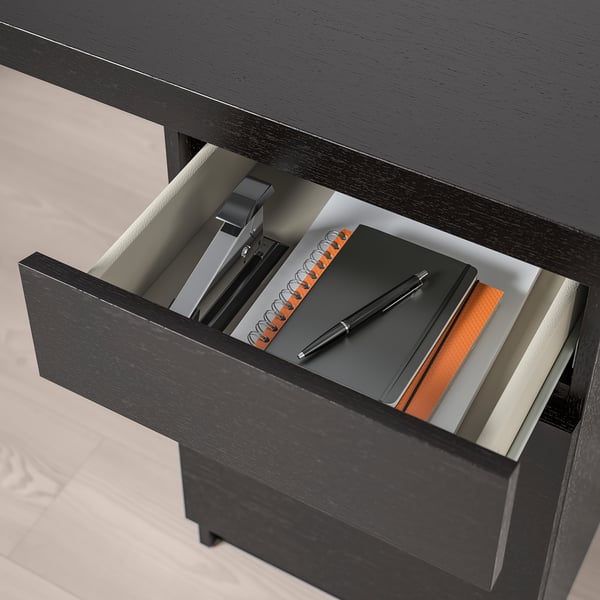 Malm Bureau Brun Noir 140x65 Cm Ikea