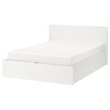 Lit MALM blanc avec rangement, tête de lit haute, design minimaliste.